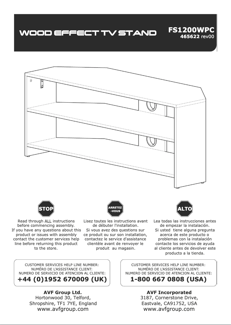 Page 1 de la notice Manuel utilisateur AVF FS1200WPCDC-A