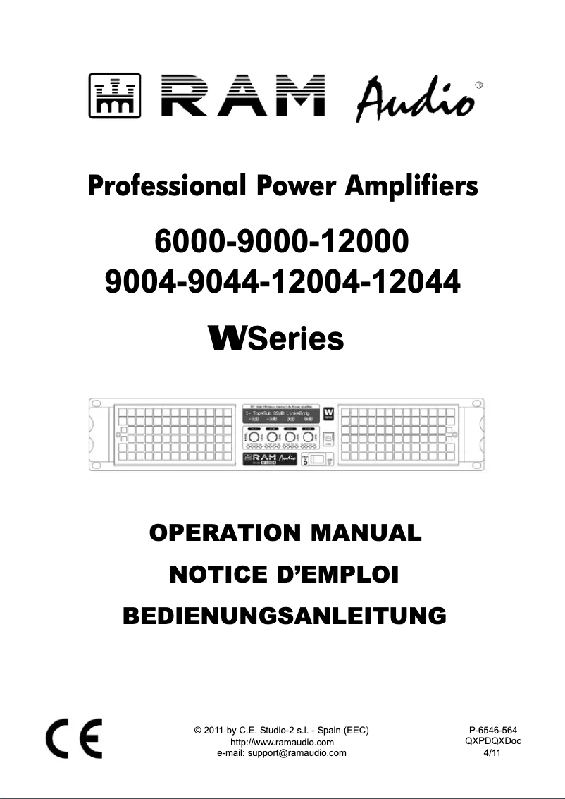 Page n°1 - Manuel utilisateur Ram Audio W 12004