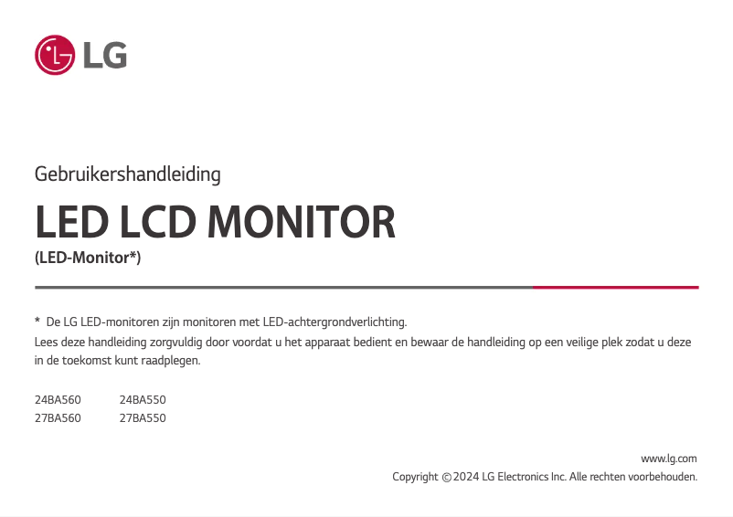 Page n°1 - Manuel utilisateur LG 27BA550