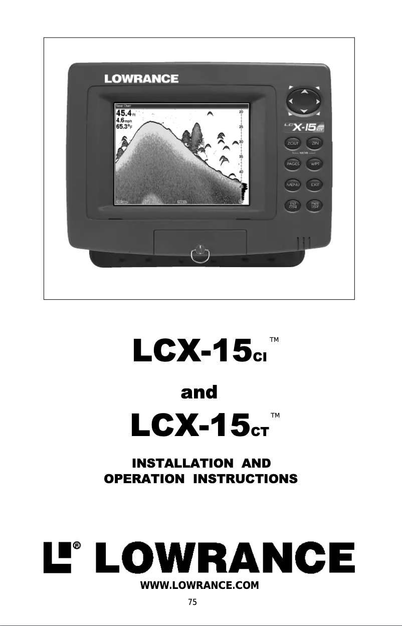 Page n°1 - Manuel utilisateur Lowrance LCX-15CI