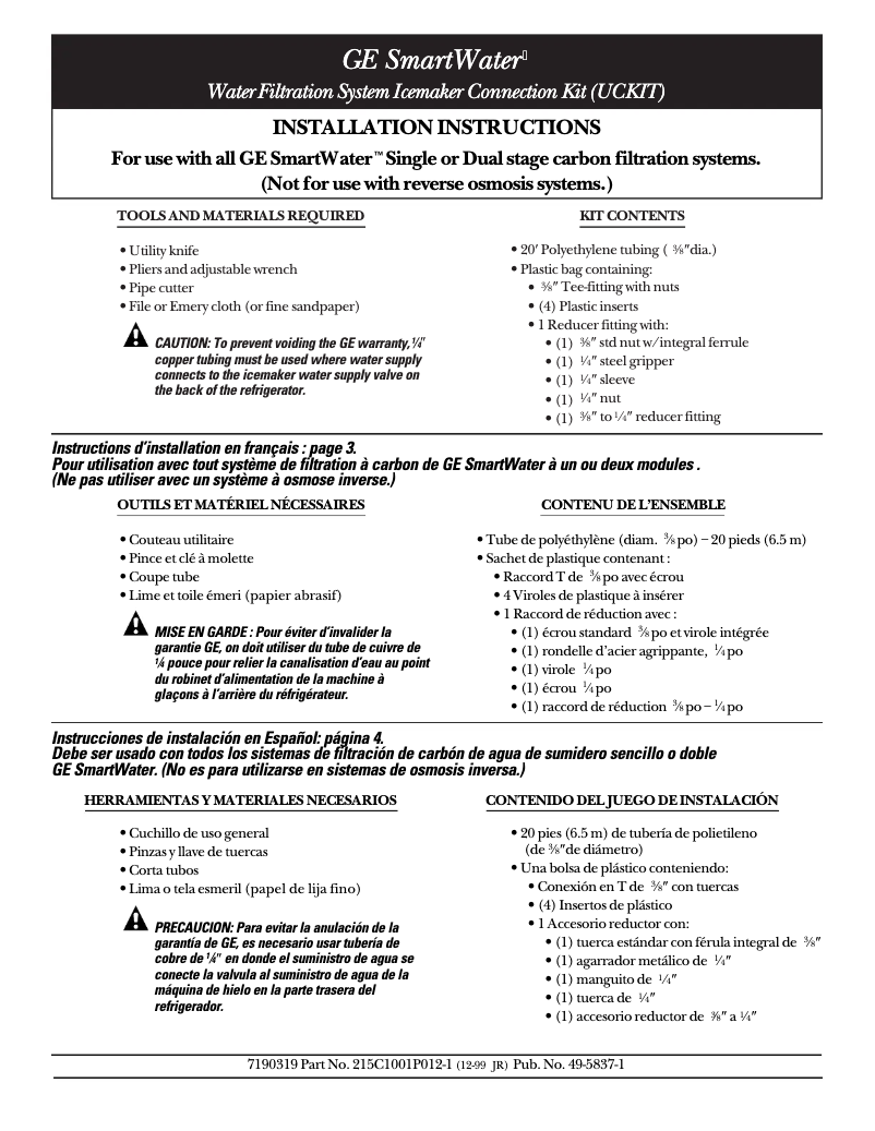 Imagen de la primera página del manual del dispositivo SmartWater