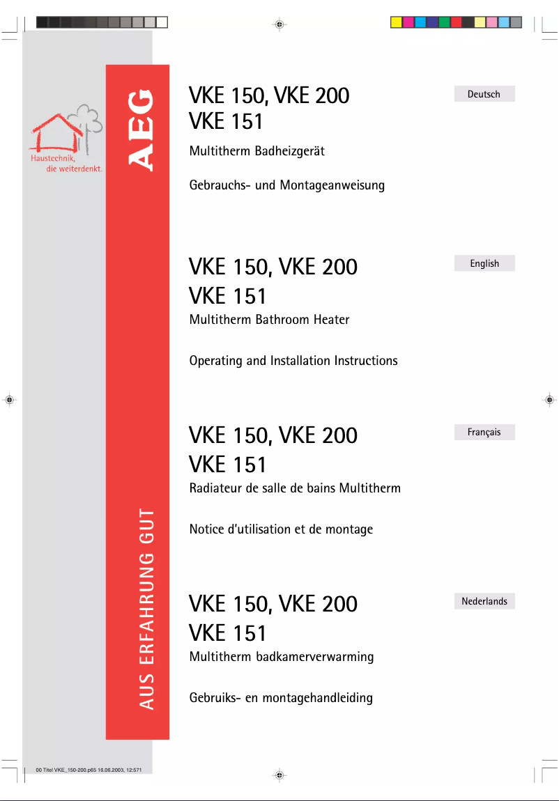 Image de la première page du manuel de l'appareil VKE 150