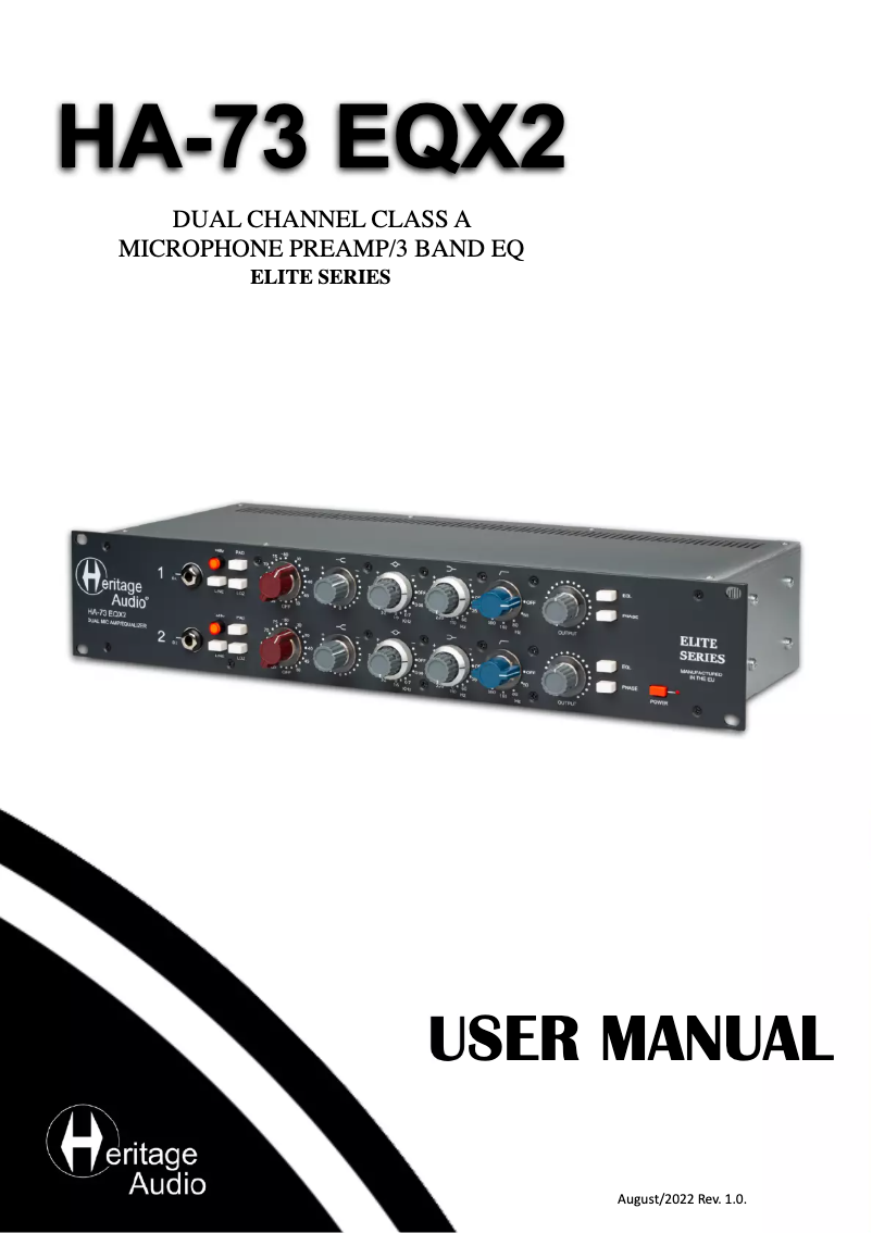 Page n°1 - Manuel utilisateur Heritage Audio HA-73 EQX2