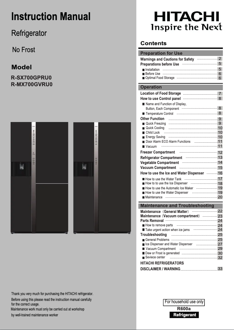 Image de la première page du manuel de l'appareil R-MX700GVRU0