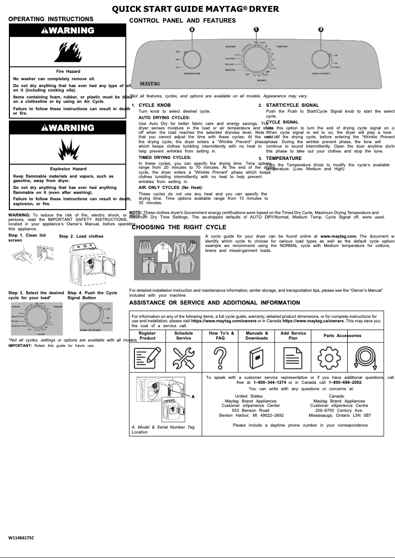Page 1 de la notice Guide de démarrage rapide Maytag MED4500MW