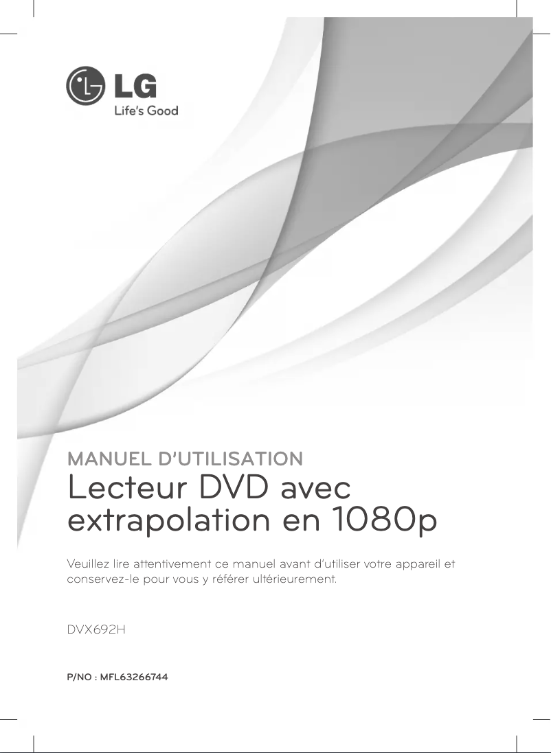 Page 1 de la notice Manuel utilisateur LG DVX692H