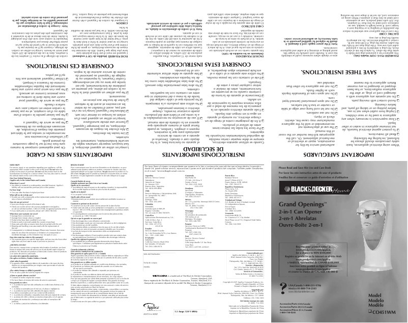 Page n°1 - Manuel utilisateur Black & Decker CO451WM