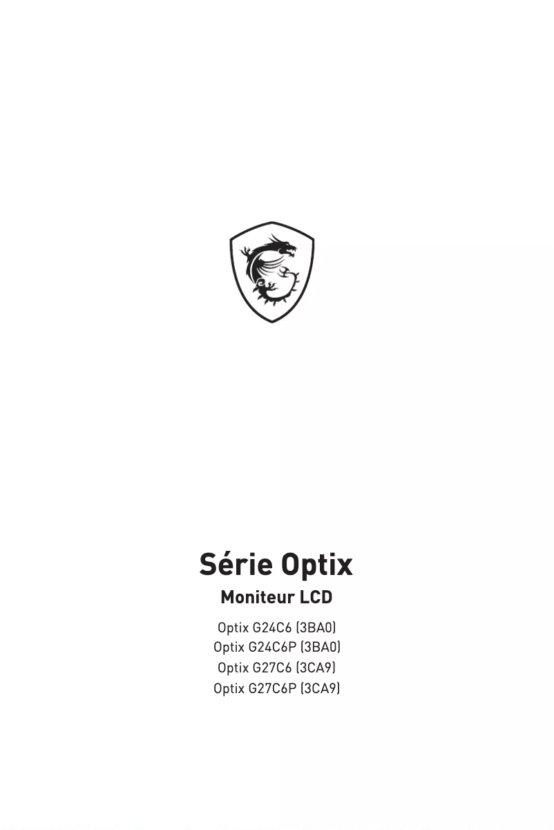 Page 1 de la notice Manuel utilisateur MSI Optix G24C6