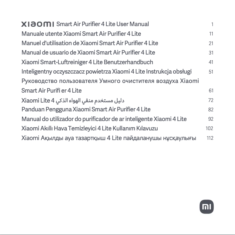 Image de la première page du manuel de l'appareil Smart Air Purifier 4 Lite