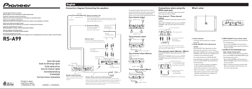 Page n°1 - Guide de démarrage rapide Pioneer RS-A99