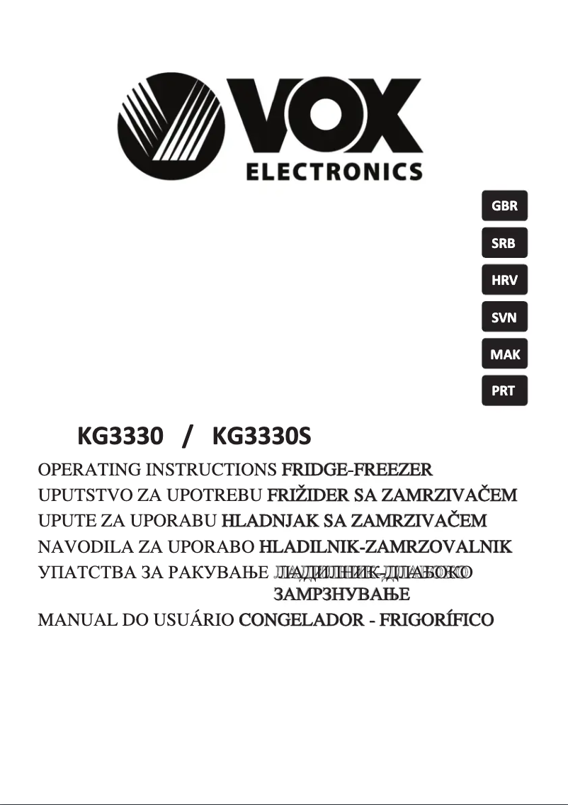 Page 1 de la notice Manuel utilisateur VOX KG3330