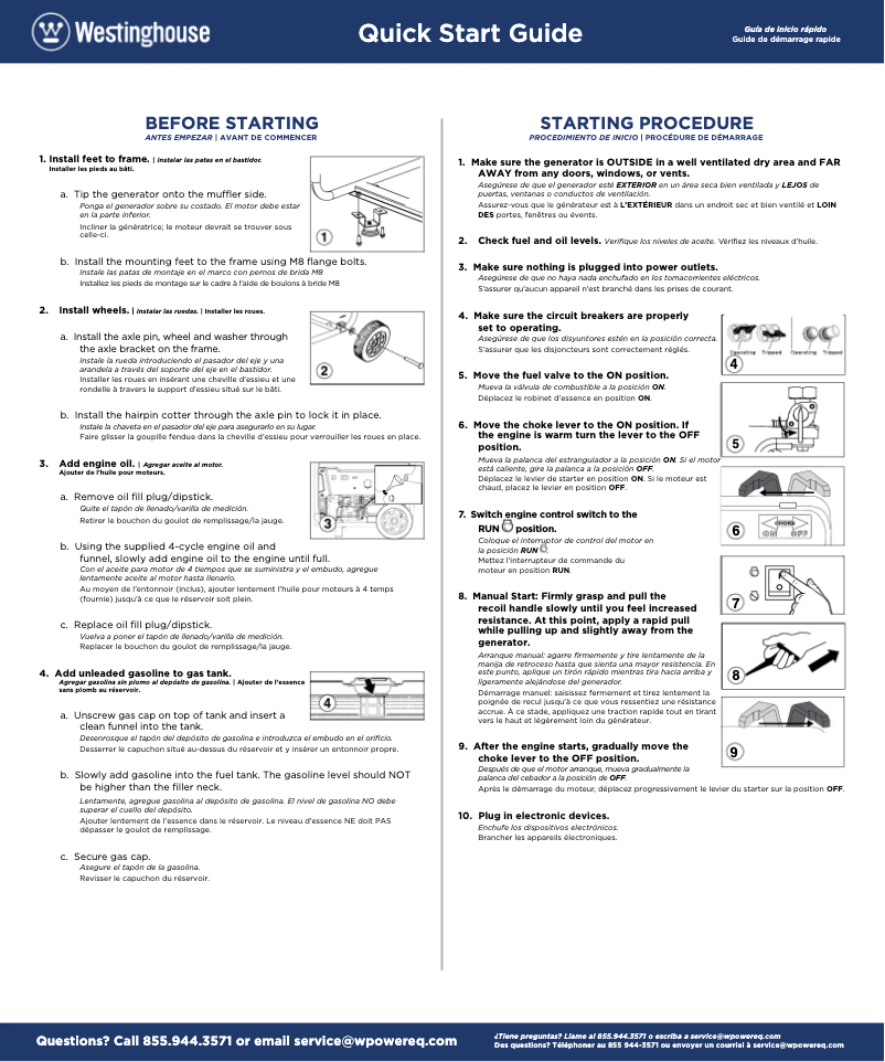 Page n°1 - Guide de démarrage rapide Westinghouse WGen3600c