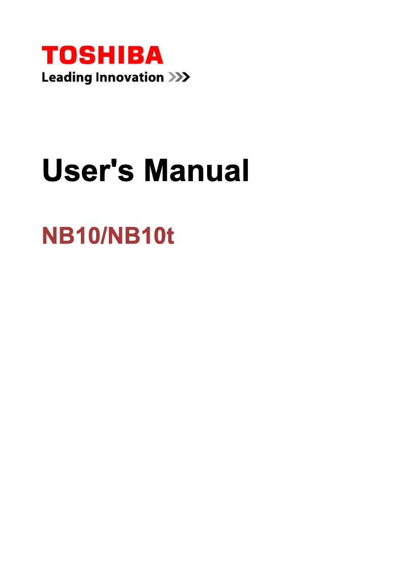 Page 1 de la notice Manuel utilisateur Toshiba Satellite NB10