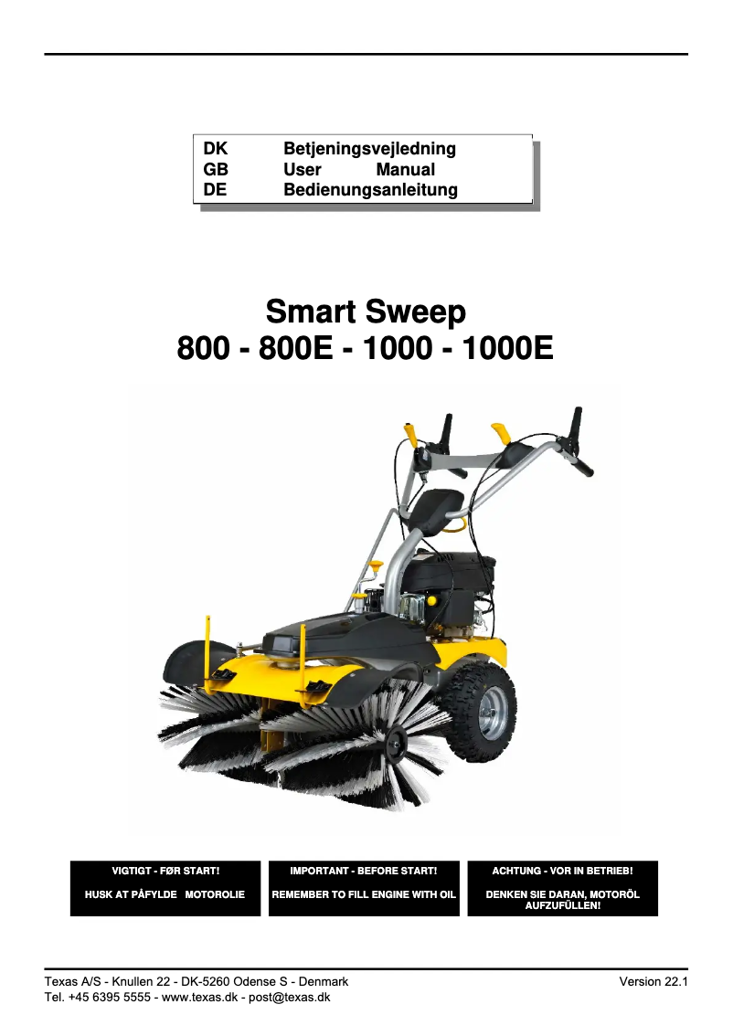 Página 1 del manual Manual de usuario Texas Smart Sweep 800
