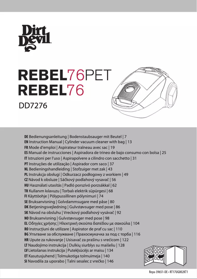 Page 1 of the manual User Manual Dirt Devil Rebel 76 Pet DD7276