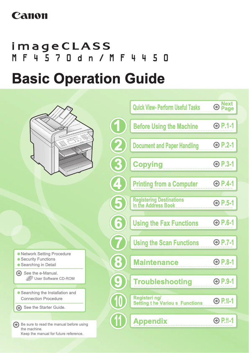 Page 1 de la notice Manuel utilisateur Canon imageClass MF4450