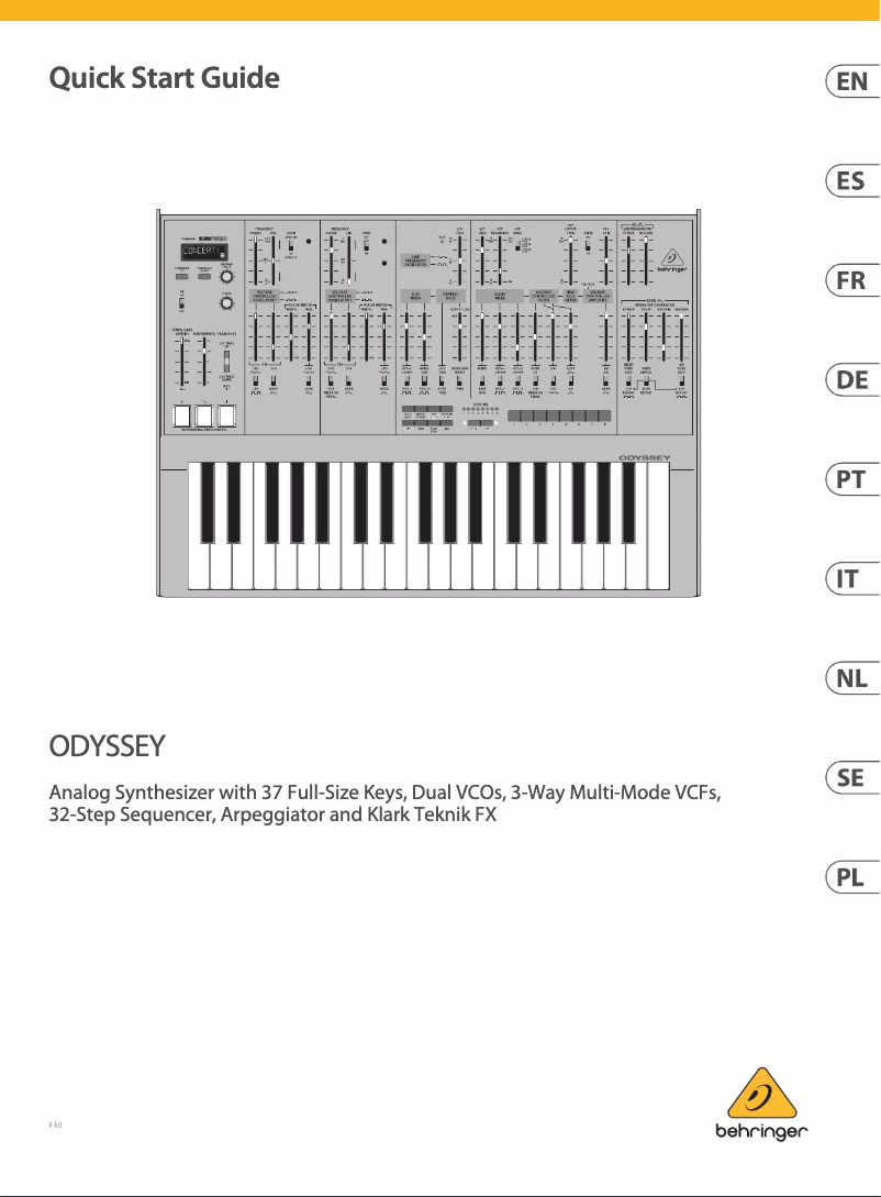 Page 1 de la notice Manuel utilisateur Behringer ODYSSEY