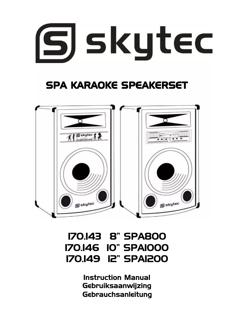 Page 1 de la notice Manuel utilisateur Skytec SPA Karaoke Speakerset 12 inch