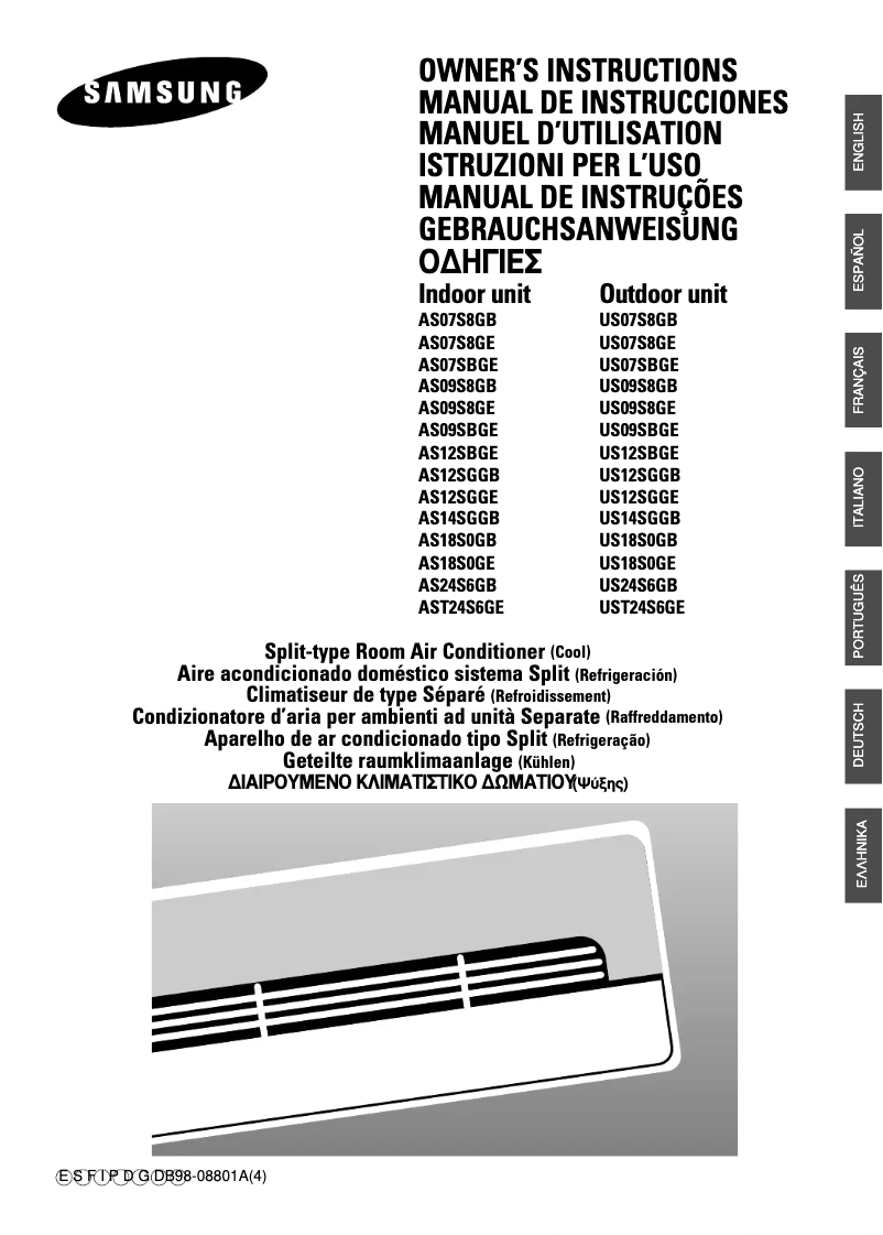 Page 1 de la notice Manuel utilisateur Samsung AS09SBGE
