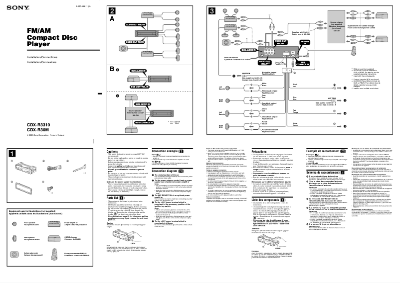Page 1 de la notice Guide d'installation Sony CDX-R3310