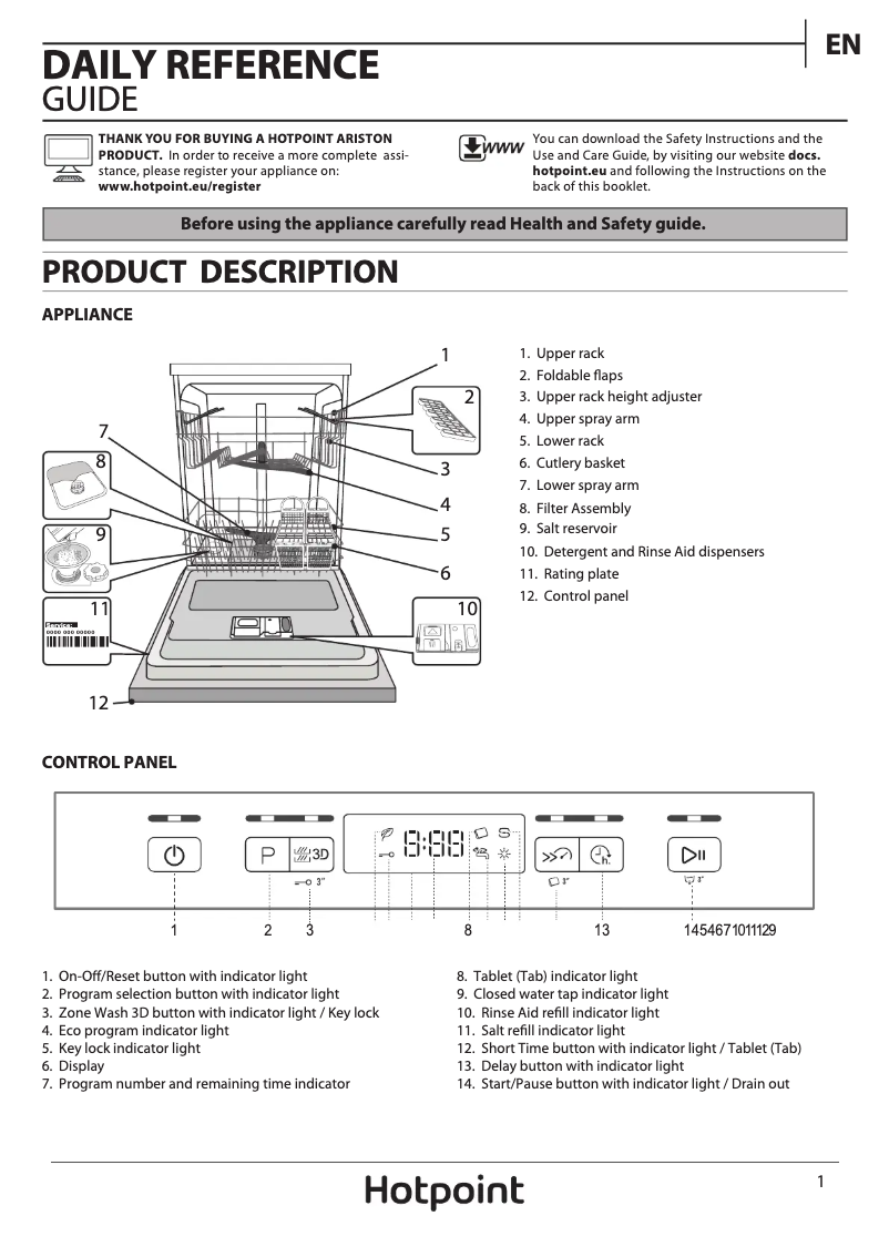 Page 1 de la notice Manuel utilisateur Hotpoint HFO 3T222 WG X UK