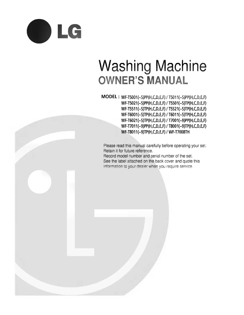 Page n°1 - Manuel utilisateur LG WF-T6015TC