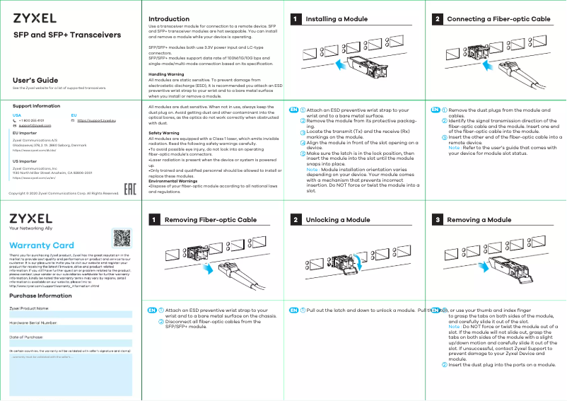 Page n°1 - Mode d'emploi ZyXEL SFP10G-SR-E