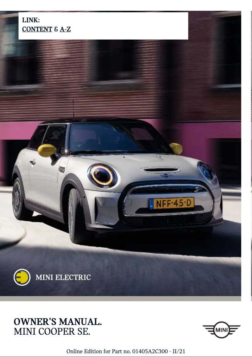 Page 1 de la notice Manuel utilisateur Mini Hardtop SE Electric (2023)