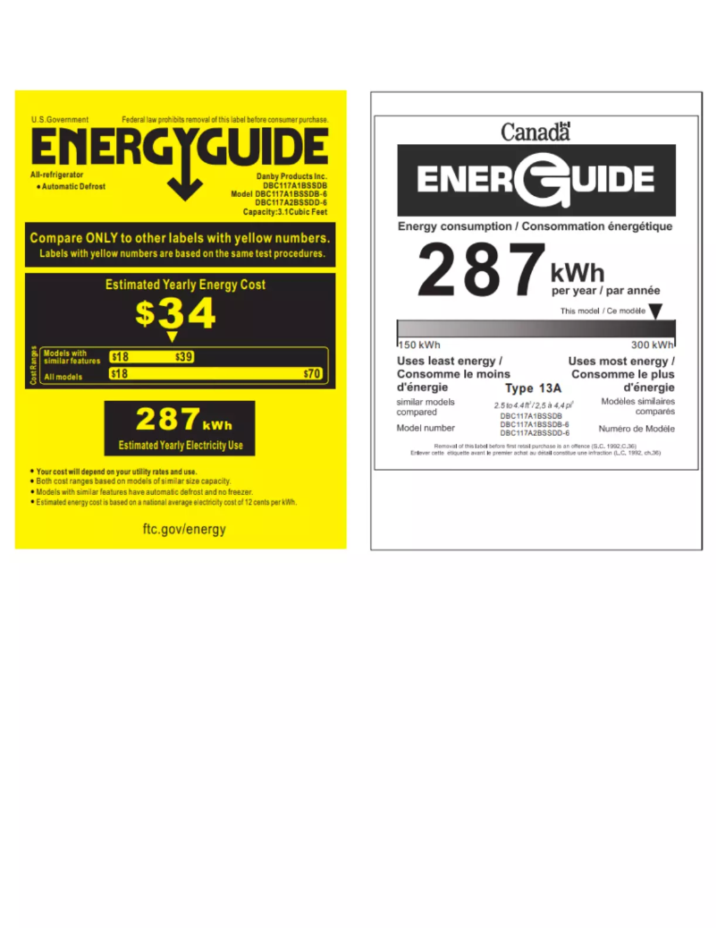 Página 1 del manual Etiqueta energética Danby DBC117A2BSSDD-6