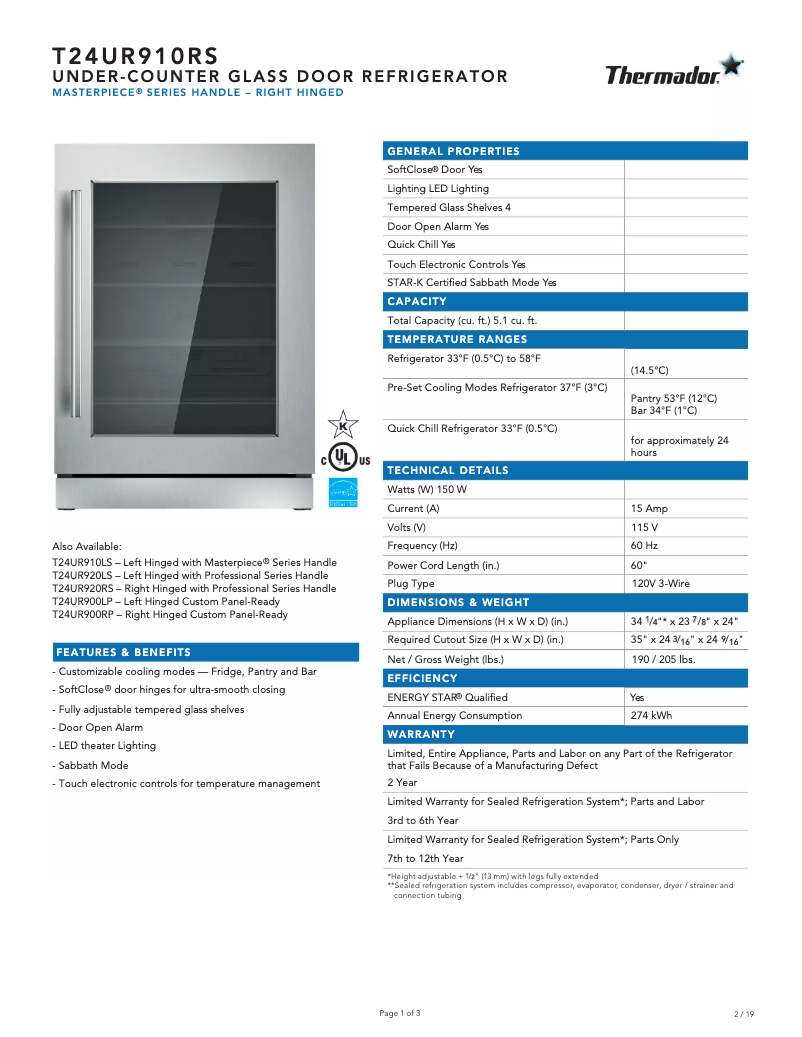 Image de la première page du manuel de l'appareil T24UR910RS