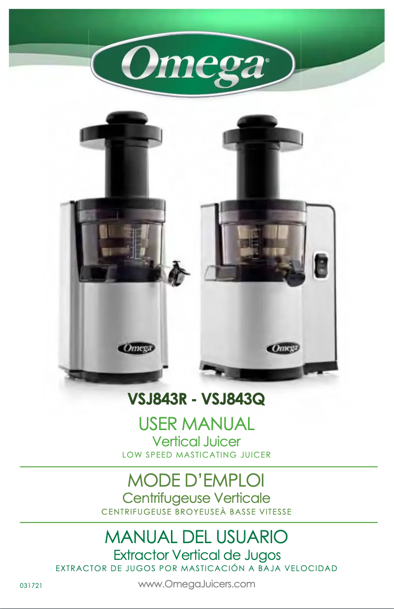 Page n°1 - Manuel utilisateur Omega VSJ843R