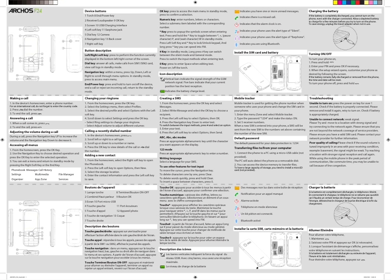 Page 1 de la notice Manuel utilisateur Archos F24