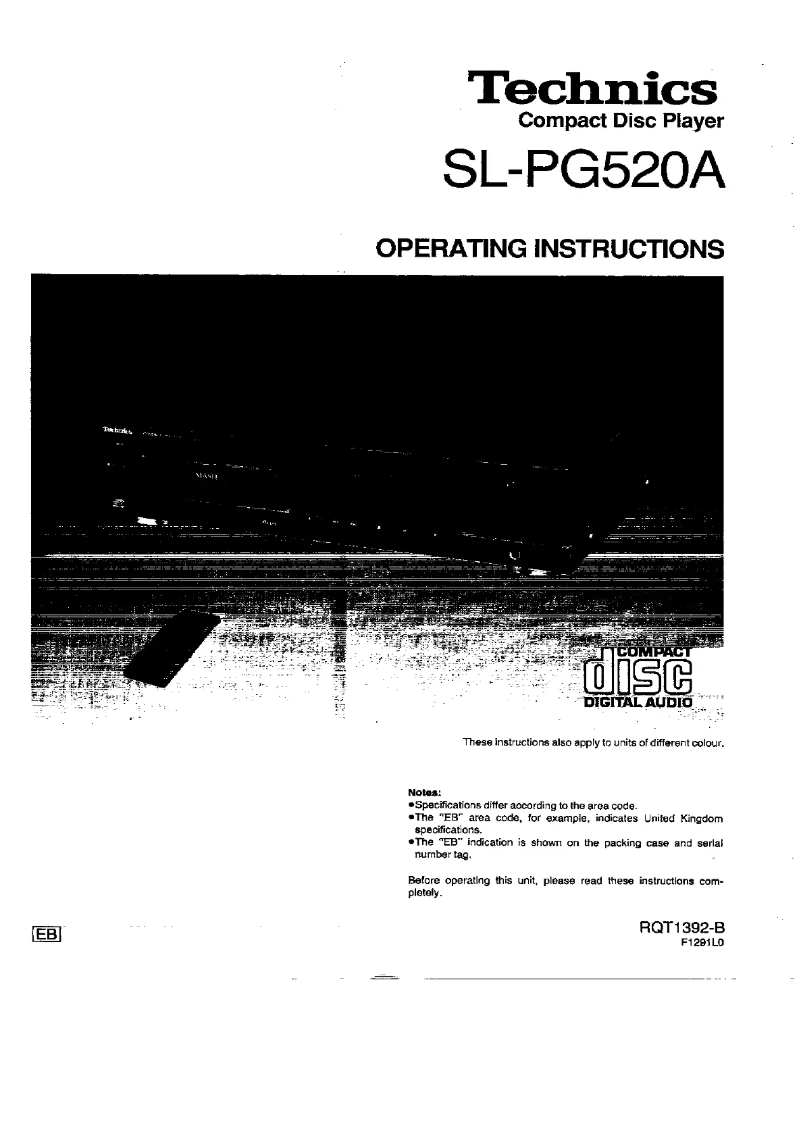 Page n°1 - Manuel utilisateur Panasonic SL-PG520