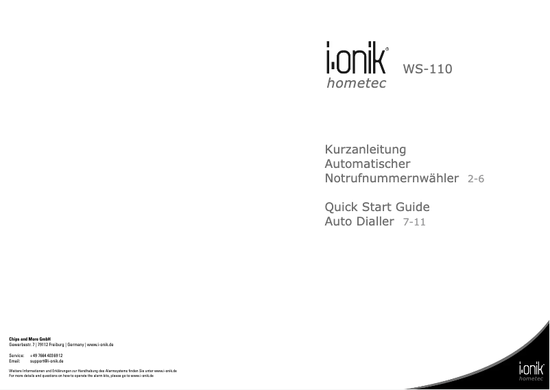 Page n°1 - Manuel utilisateur i-onik WS-110