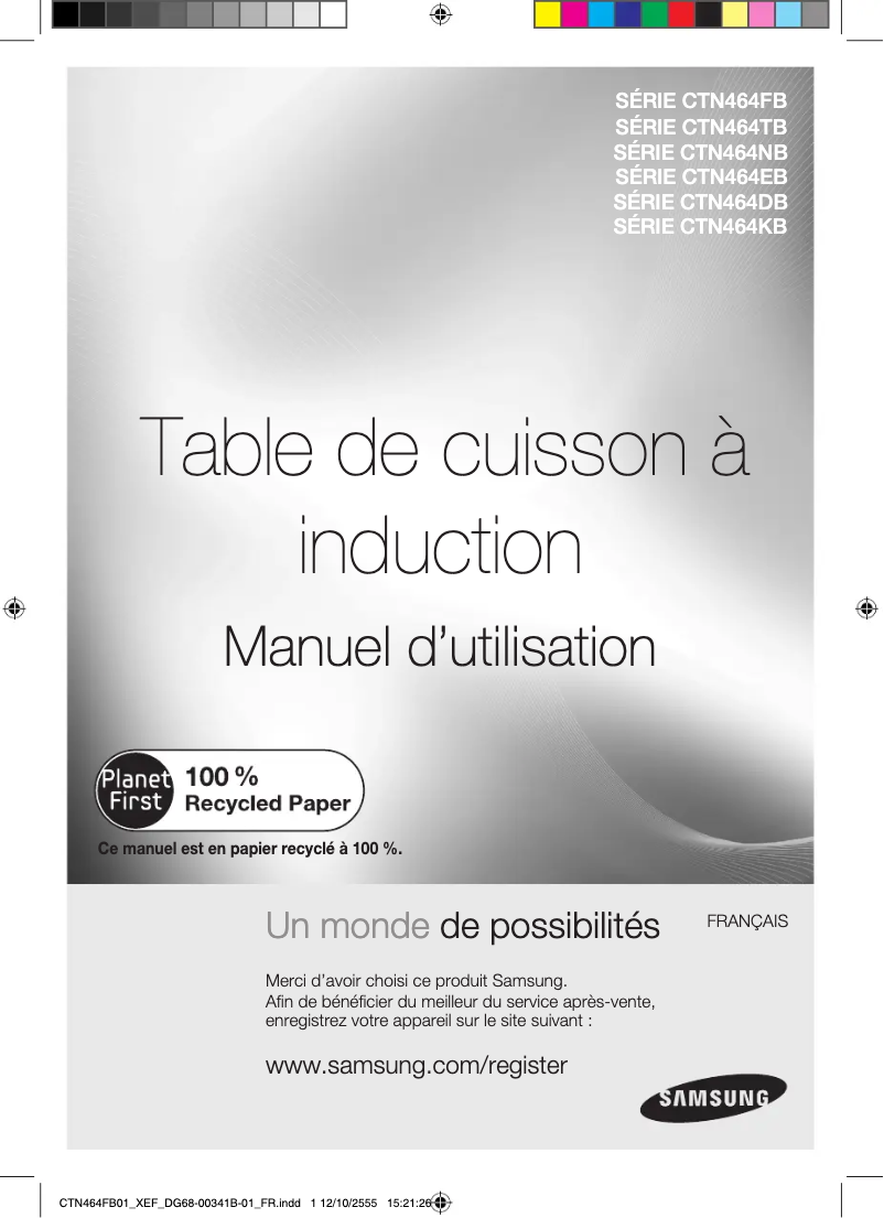 Page 1 de la notice Manuel utilisateur Samsung CTN464KB