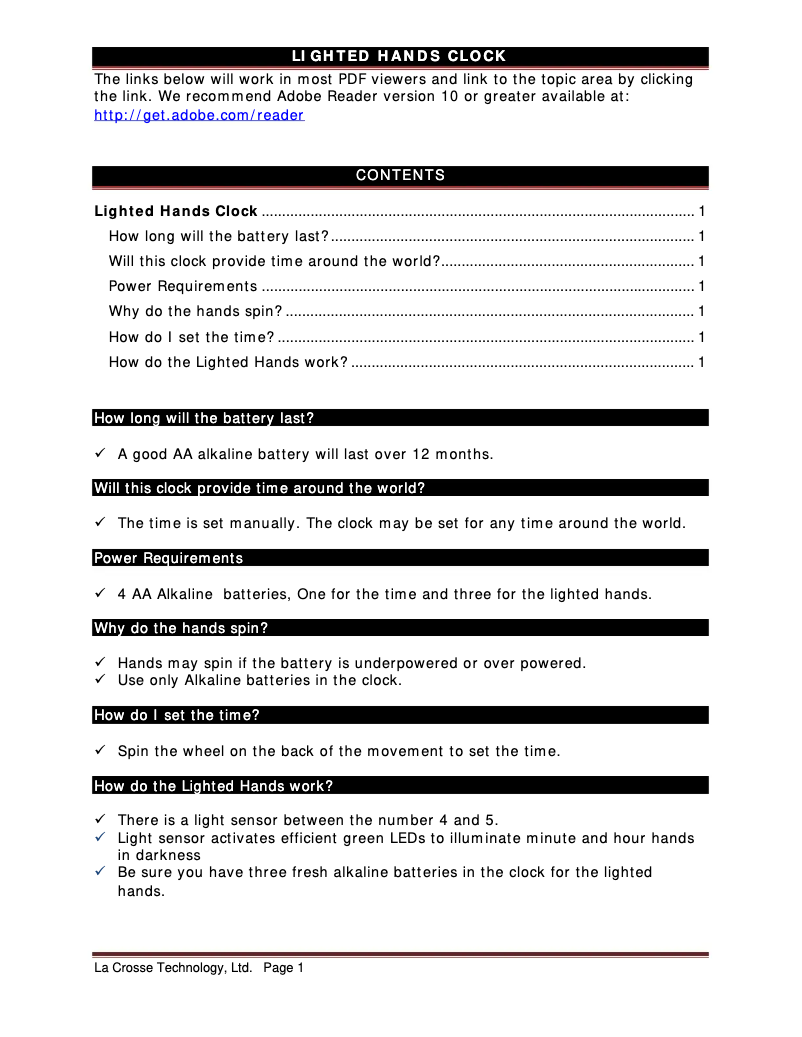 Page 1 de la notice FAQ La Crosse Technology 403-314