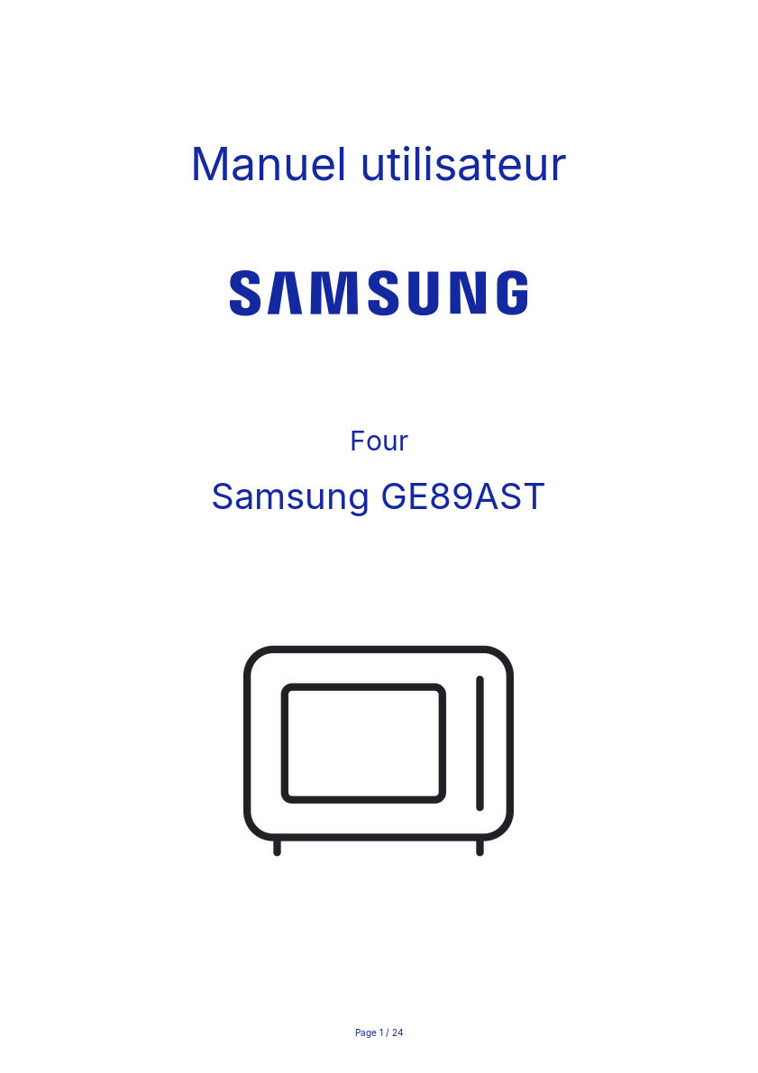 Page n°1 - Manuel utilisateur Samsung GE89AST