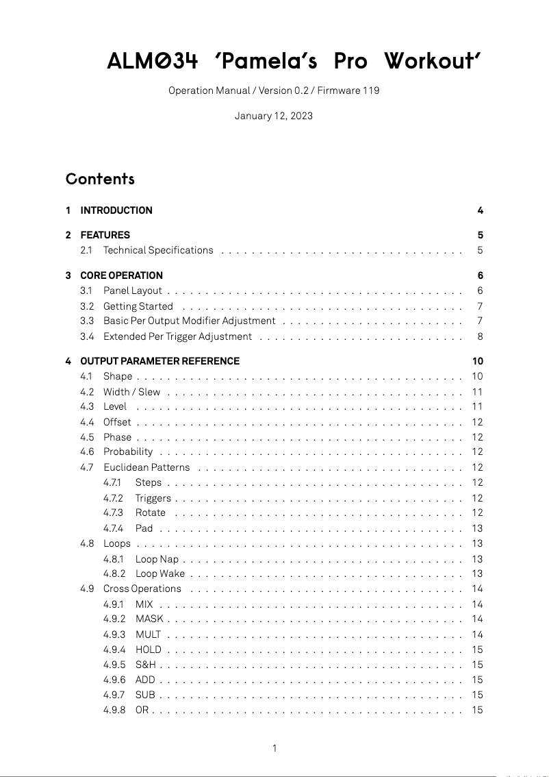Page n°1 - Manuel utilisateur ALM Pamela's New Workout ALM-034