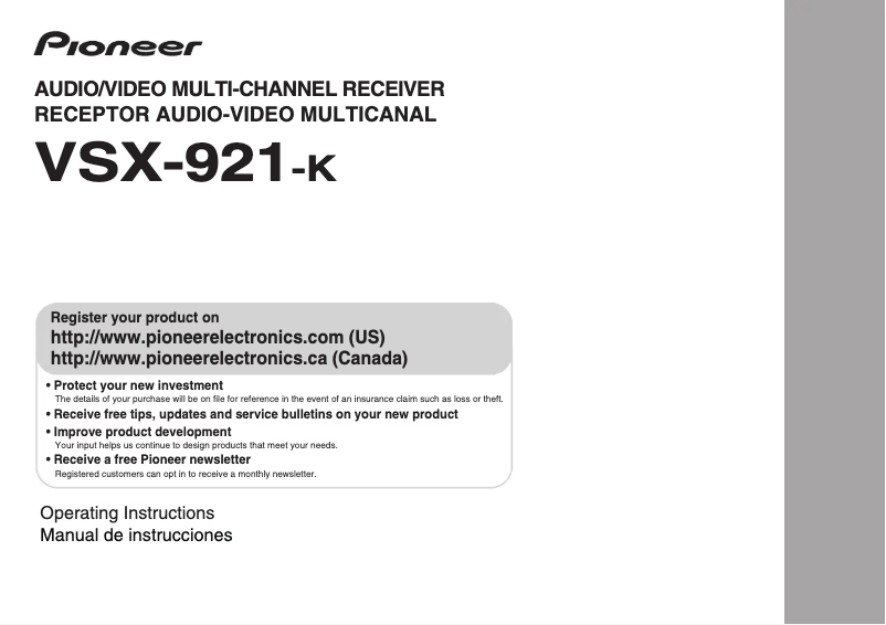 Page 1 de la notice Manuel utilisateur Pioneer VSX-921-K