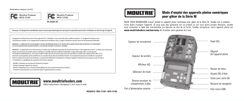 Page 1 de la notice Manuel utilisateur Moultrie M-40i