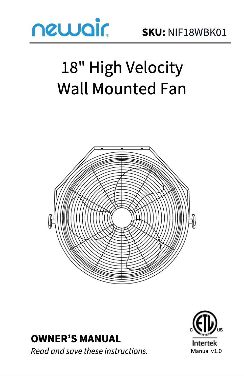 Page 1 de la notice Manuel utilisateur NewAir NIF18WBK01