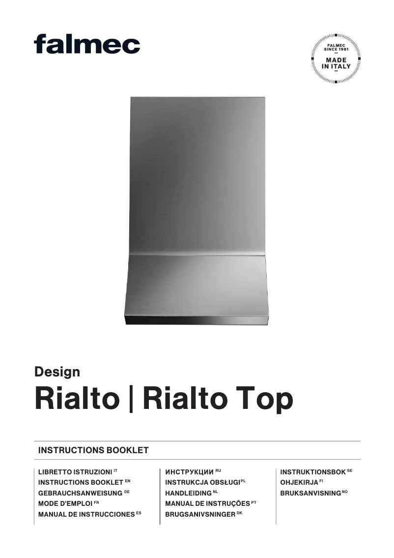 Page 1 de la notice Manuel utilisateur Falmec Rialto