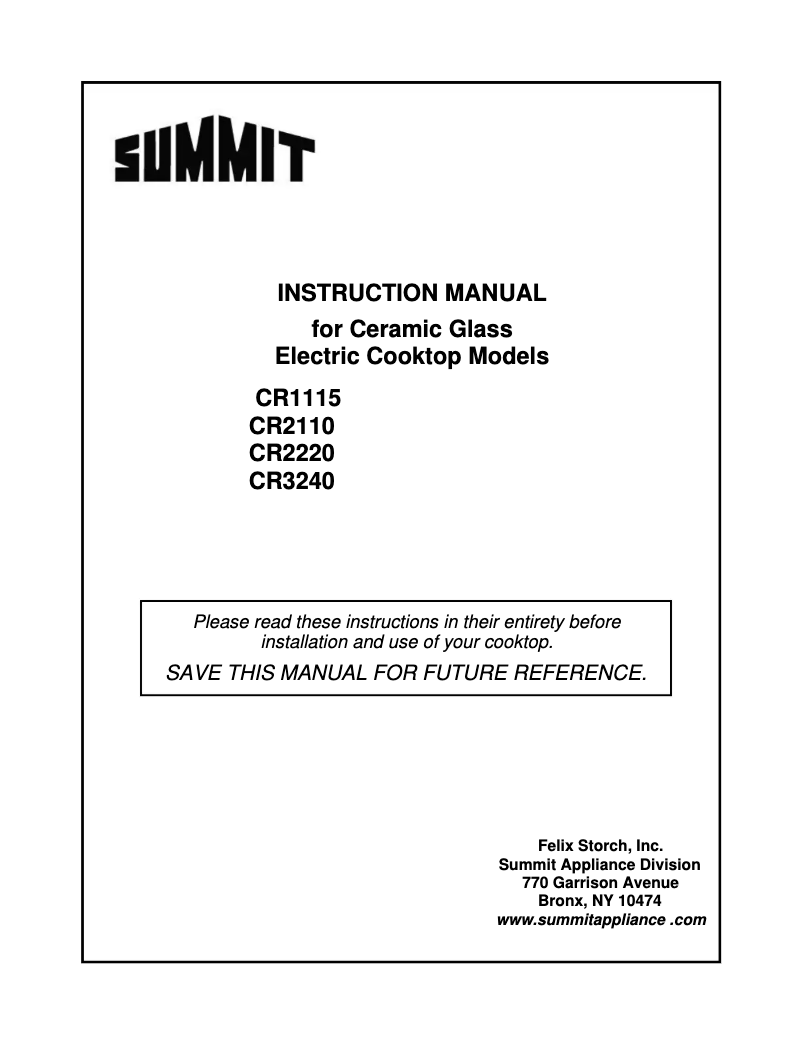 Page 1 de la notice Manuel utilisateur Summit CR2110WH