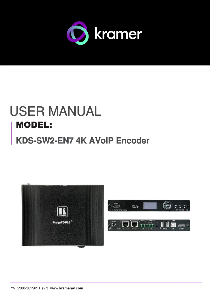 Page 1 de la notice Manuel utilisateur Kramer KDS-SW2-EN7