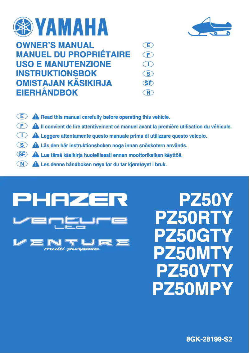 Page 1 de la notice Manuel utilisateur Yamaha Phazer R-TX (2009)