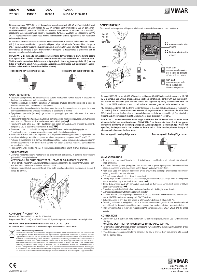 Page 1 de la notice Manuel utilisateur Vimar 16603.1