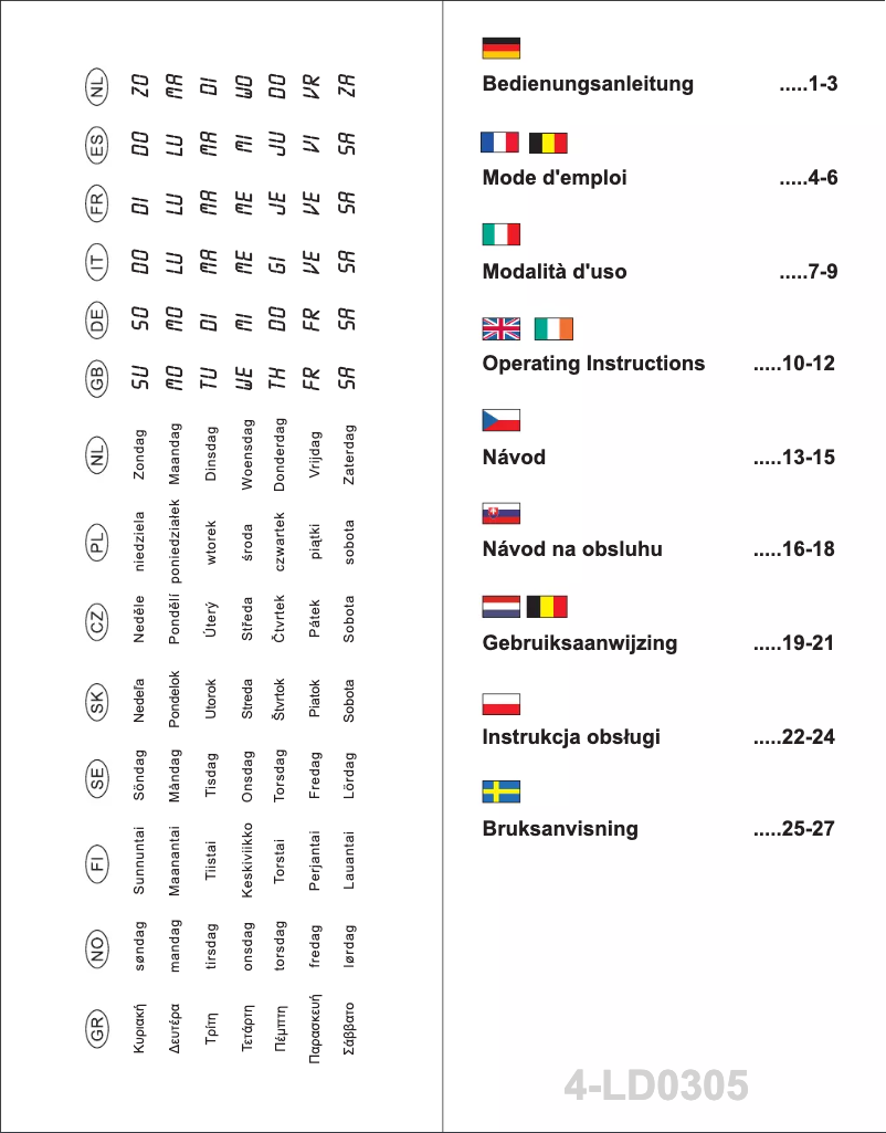 Page n°1 - Manuel utilisateur Digi-tech 4-LD0305
