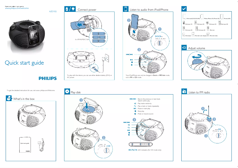 Page n°1 - Guide de démarrage rapide Philips AZD102