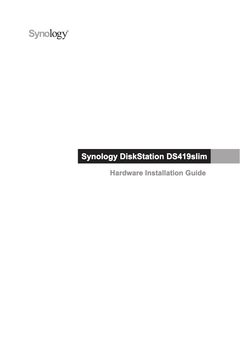 Image de la première page du manuel de l'appareil DiskStation DS419slim