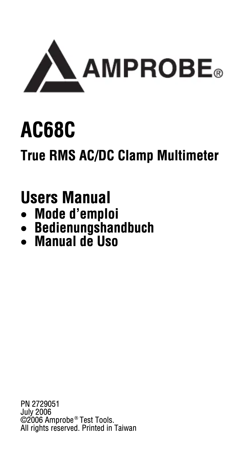 Image de la première page du manuel de l'appareil AC68C